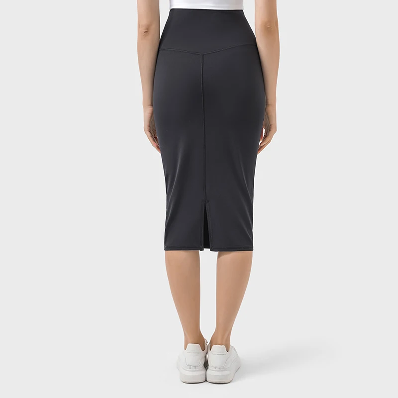 Women Sport Skirt with Invisible Pocket High Elastic Split Fork Evrlue Nylon66 Zero Feeling Flexible Golf Pencil Skirt