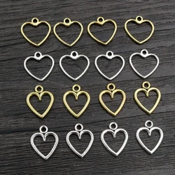 100PCS Antique Gold/Silver Color Hollow Hearts Charms Geometry Pendant Metal Alloy DIY Necklace Bracelet Earrings Marking