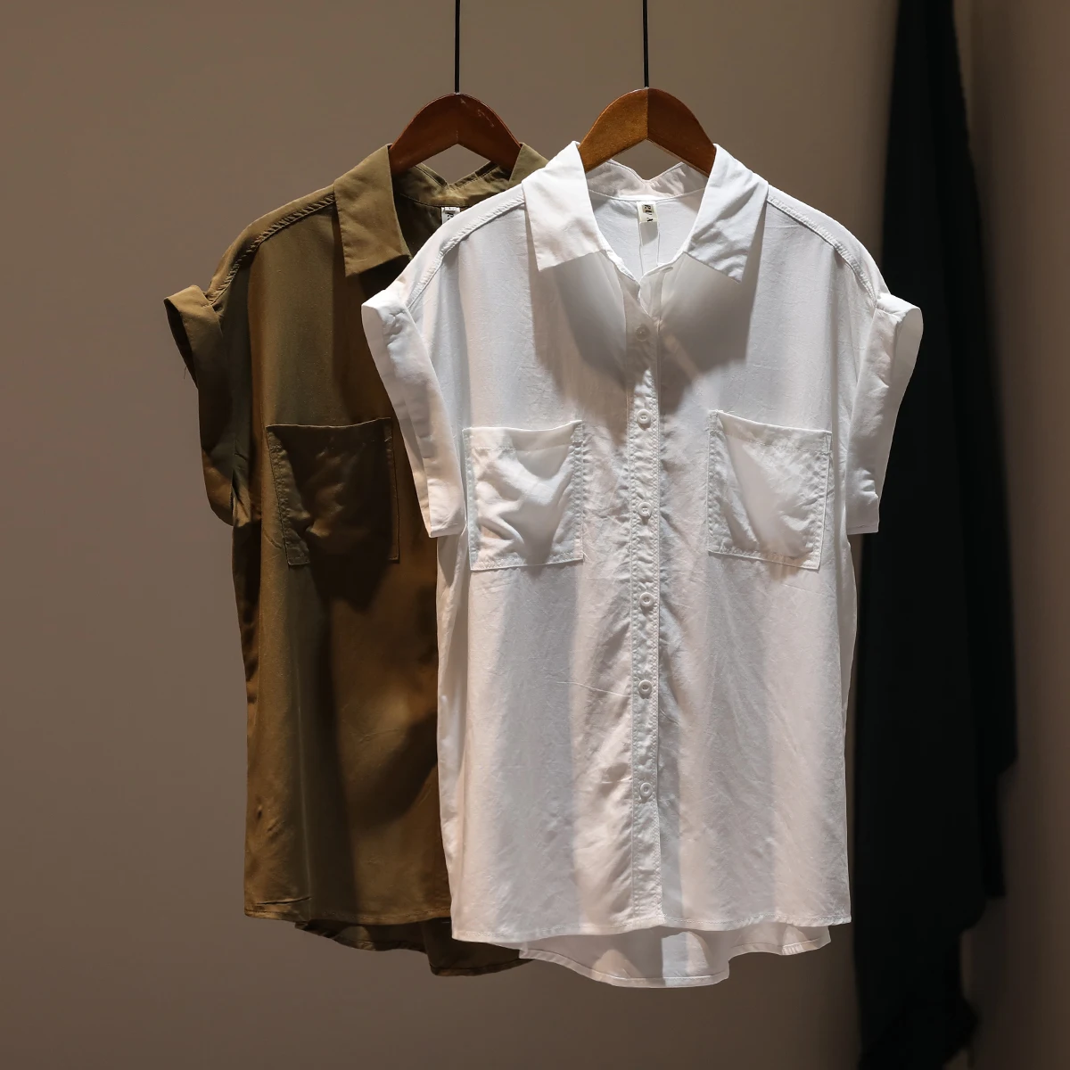 

Design Sensation European Sle Women's irt ort Sve Maturi Lightweight Cotton Blend Collar Busin Casual