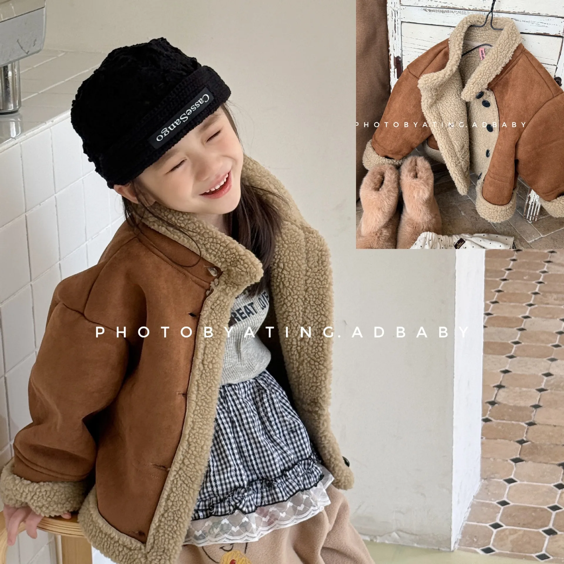 

Winter Babys Girls Woolen Coats Turtleneck Toddler Kids Girls Velvet Suede Jackets Loose Thicken Warm Infant Girls Outwear Parka