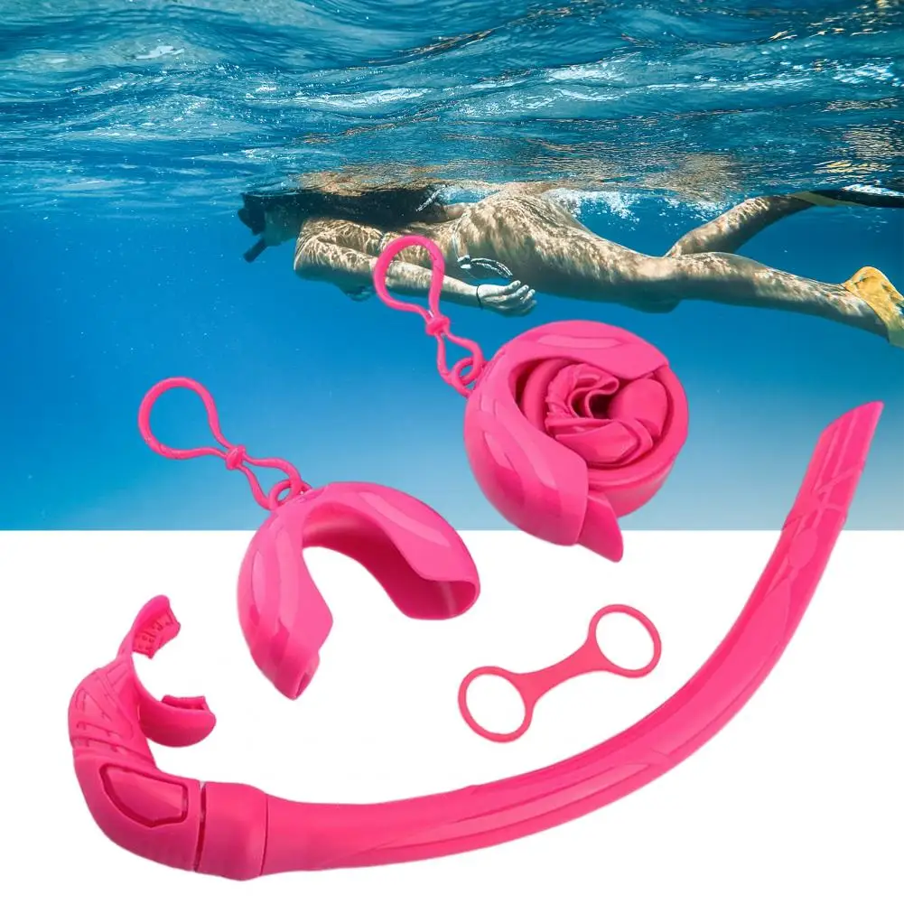 Diving Snorkel Foldable Silicone Large-caliber Snorkel Tube Roll Up Diving Wet Breathing Tube Soft Snorkeling Breathing Tube