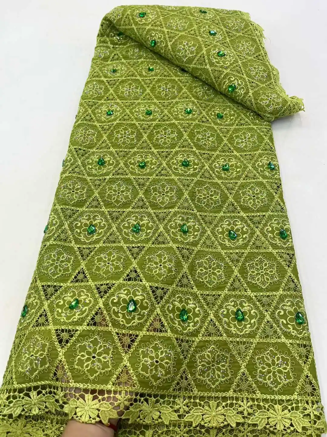 Highest Quality Double Handcut Lace Soft African Organza Voile Fabric 2025 Minute Embroidery Sewing inspired Traditional Wear