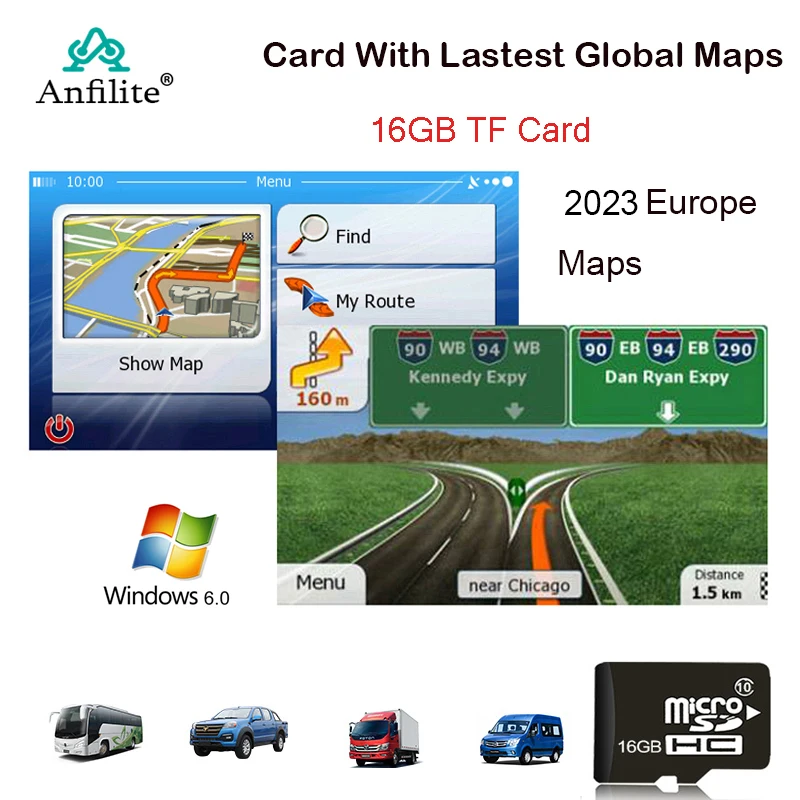 16GB Micro SD Card Car GPS Navigation for wince car gps Europe/Russia/USA/CA/Israel,Germany,Australia etc Car gps map