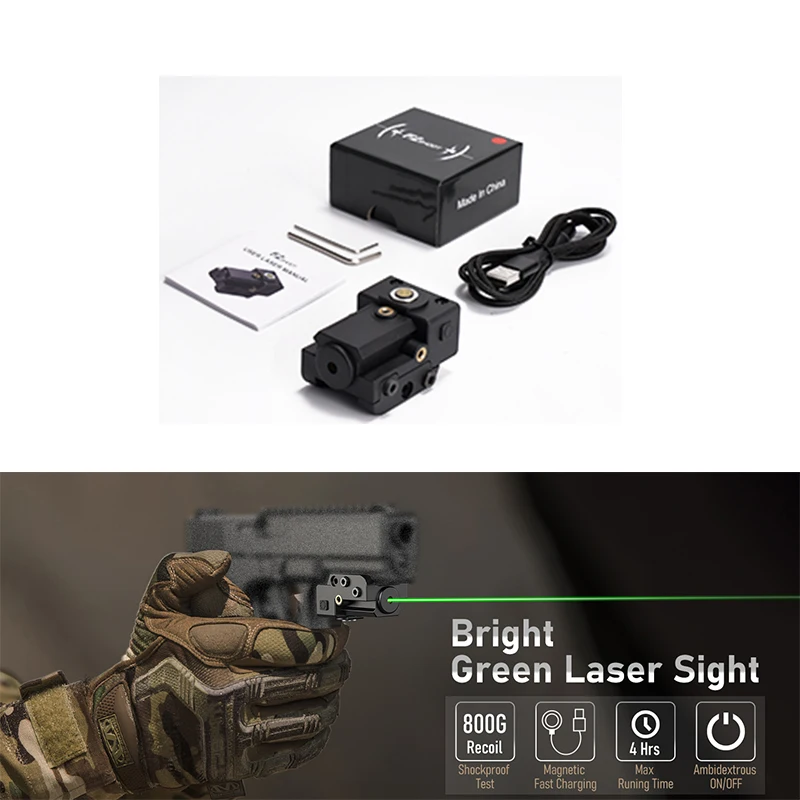 

EZshoot Red / Green Laser Sight Rechargeable Sights for Pistol Compact Low Profile with Ambidextrous ON/Off Switch for Hunting