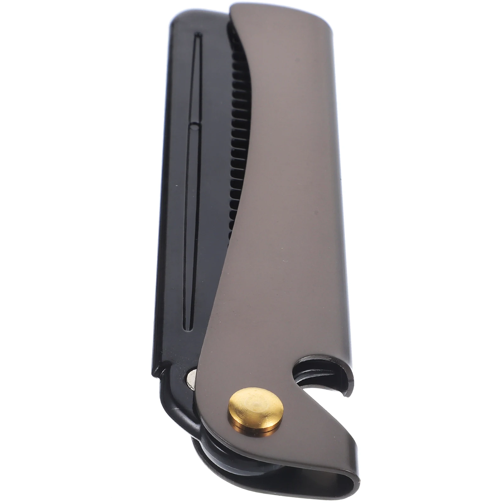 

Golden Electroplated Beard Comb Stainless Steel Folding Pocket Styling Hair Grooming Tool Portable Facial Care Gift For Father'S