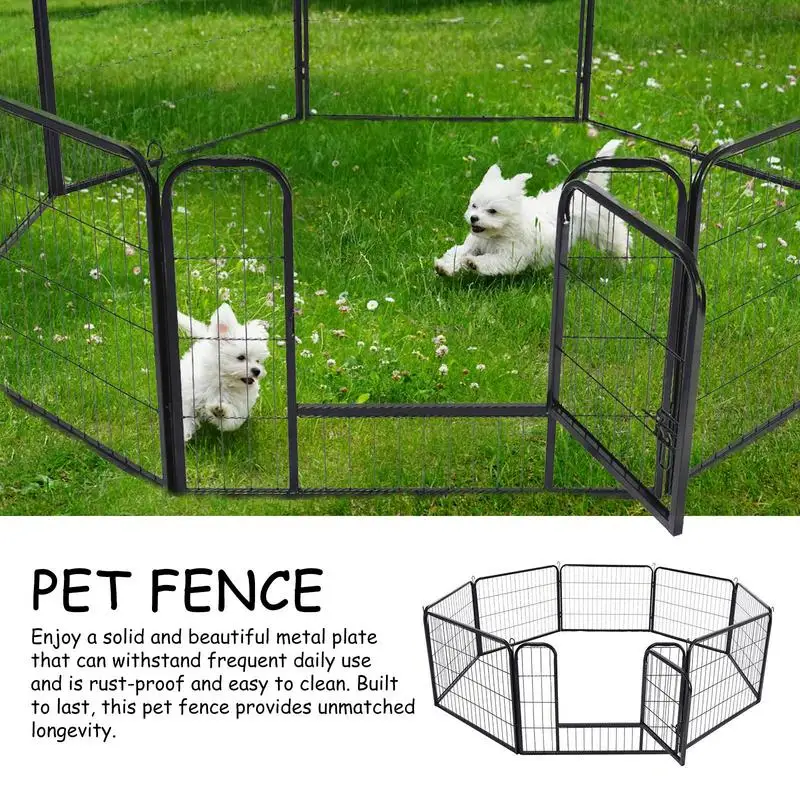 Pet Fence Metal Exercise Pet Play Pen Foldable Single Door Metal Dog Playpen With Eight 24-Inch Panels For Large Medium