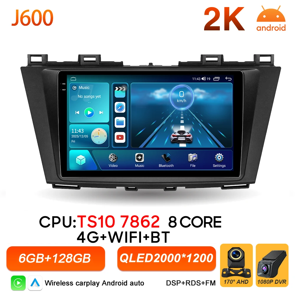 2Din Android 16 Auto autoradio voor Mazda 5 CW 2010 2011 2012 2013 2014 2015 Carplay Navigatie Video Multimedia Speler DSP Stereo
