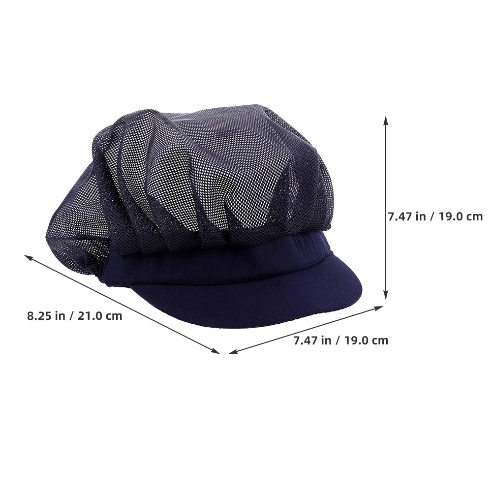 หมวกเชฟระบายอากาศ 2 ชิ้น หมวกตาข่ายแบบ unisex สำหรับใช้ในครัว ทำอาหาร บริการอาหาร ใช้ในอุตสาหกรรมอาหาร หมวกสีกรมท่าสำหรับผู้หญิง