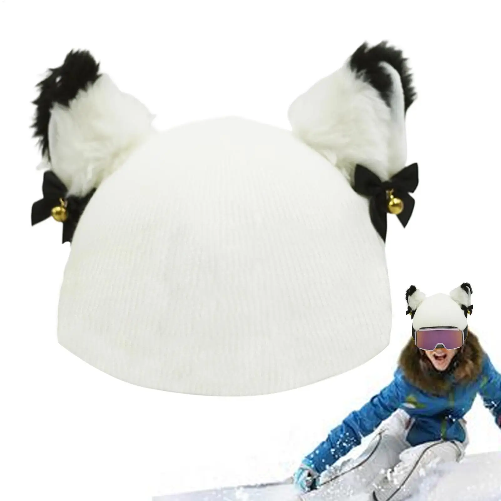 Ski Helmet Cover Bells Cat Ears Helmet Wrap half Helmet Accessories Elastic Washable Protections Covers for Adult and Kid