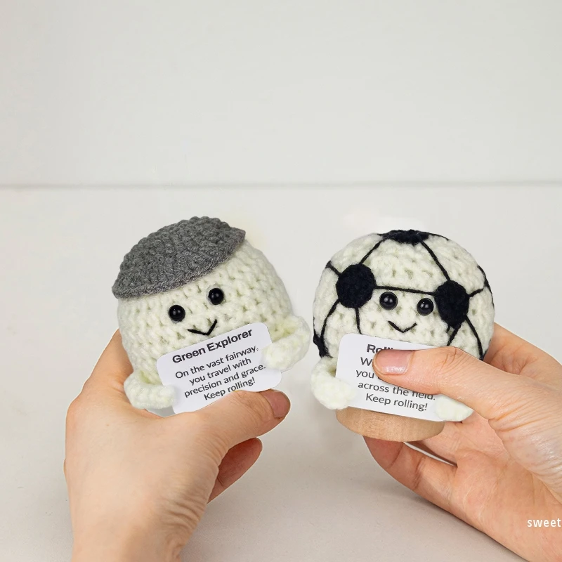 الطاقة الإيجابية الرياضة الكروشيه زخرفة مضحك كرة السلة كرة القدم اليدوية الكروشيه دمية محبوك سطح المكتب اكسسوارات الديكور #3