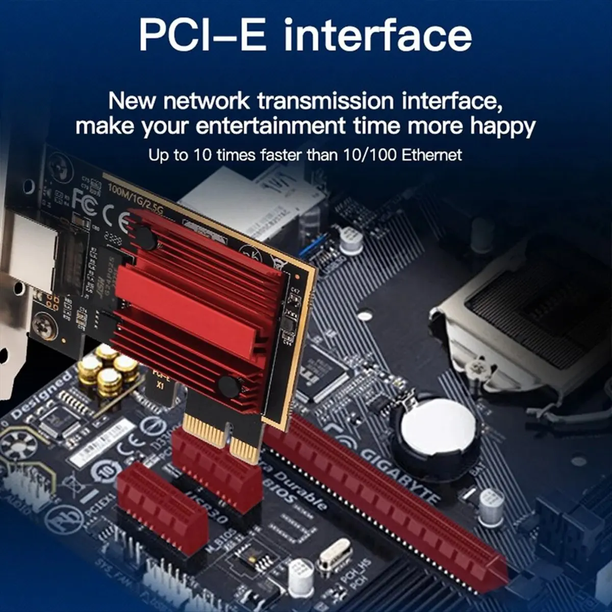 2.5G PCIE to RJ45 Network Card RTL8125B Chip 100/1000Mbps for Win7/8 Main in Electronic products