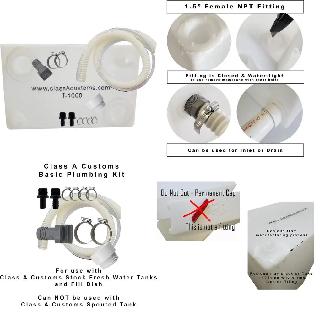 Sistema de almacenamiento de agua dulce: tanque RV de 10 galones y kit de plomería para soportes de concesión
