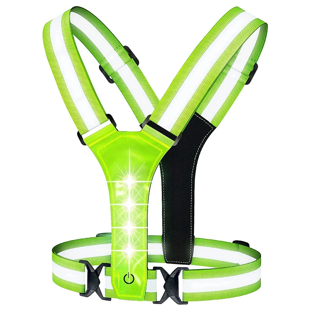 LED 반사 러닝 조끼, 조절 가능한 탄성 러닝 기어, LED 라이트 업 조끼, 달리기, 걷기, 사이클링에 적합