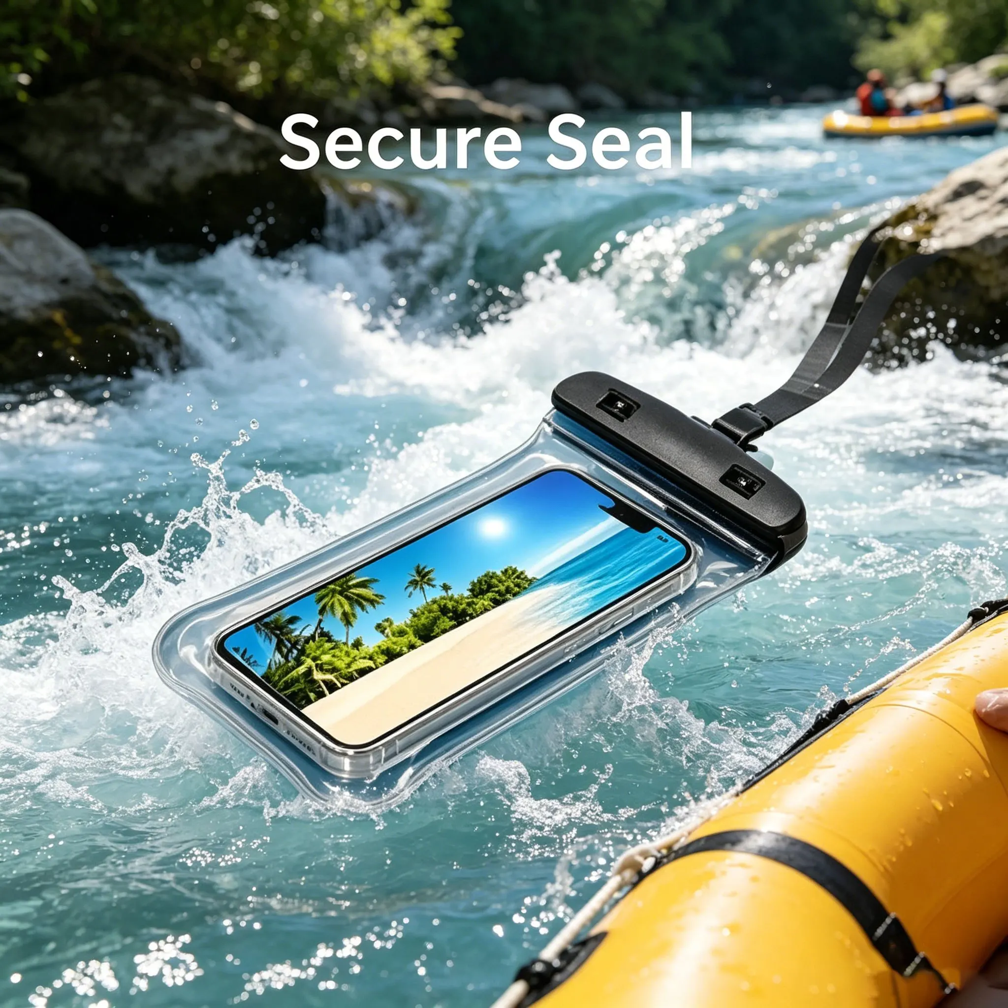 1 Pack IPX8 Waterproof Phone Bag Transucent Floating Dry Pouch with Lanyard Dual Lock Touchscreen Phone Case for Swimming Beach Kayaking Travel Compatible with iPhone Samsung Summer Pool Party Must Have - view 5