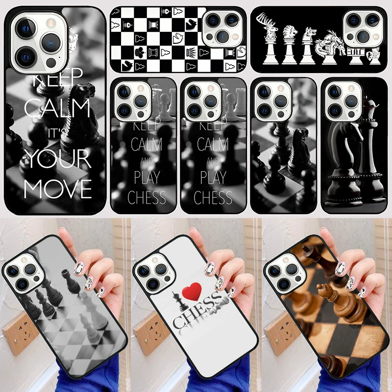 Chess Board Pieces Phone Case Back Cover for iPhone 16 15 SE2020 14 13 11 12 Pro Max mini XS XR X PlusS Fundas Coque