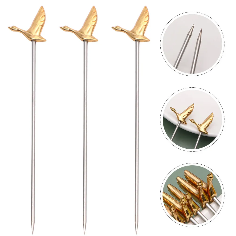 

Набор из 3 шпажек для фруктов из нержавеющей стали, для коктейлей, закусок, десертов, салатов, сэндвичей, суши, для дома и ресторанов