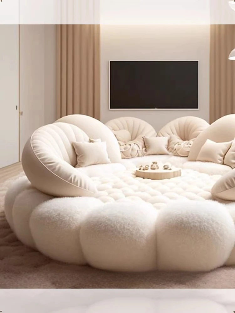 M Cream style sofa, double bed B & B 2 meters 4 cream series large round sofa bed 2 meters custom