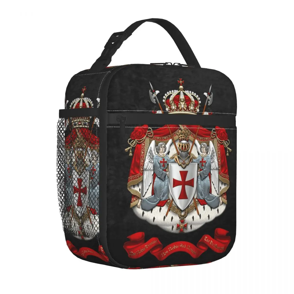 Knights Templar Coat Of Arms Portable Lunch Box Women Leakproof Medieval Warrior Cross Thermal Cooler Food Insulated Lunch Bag