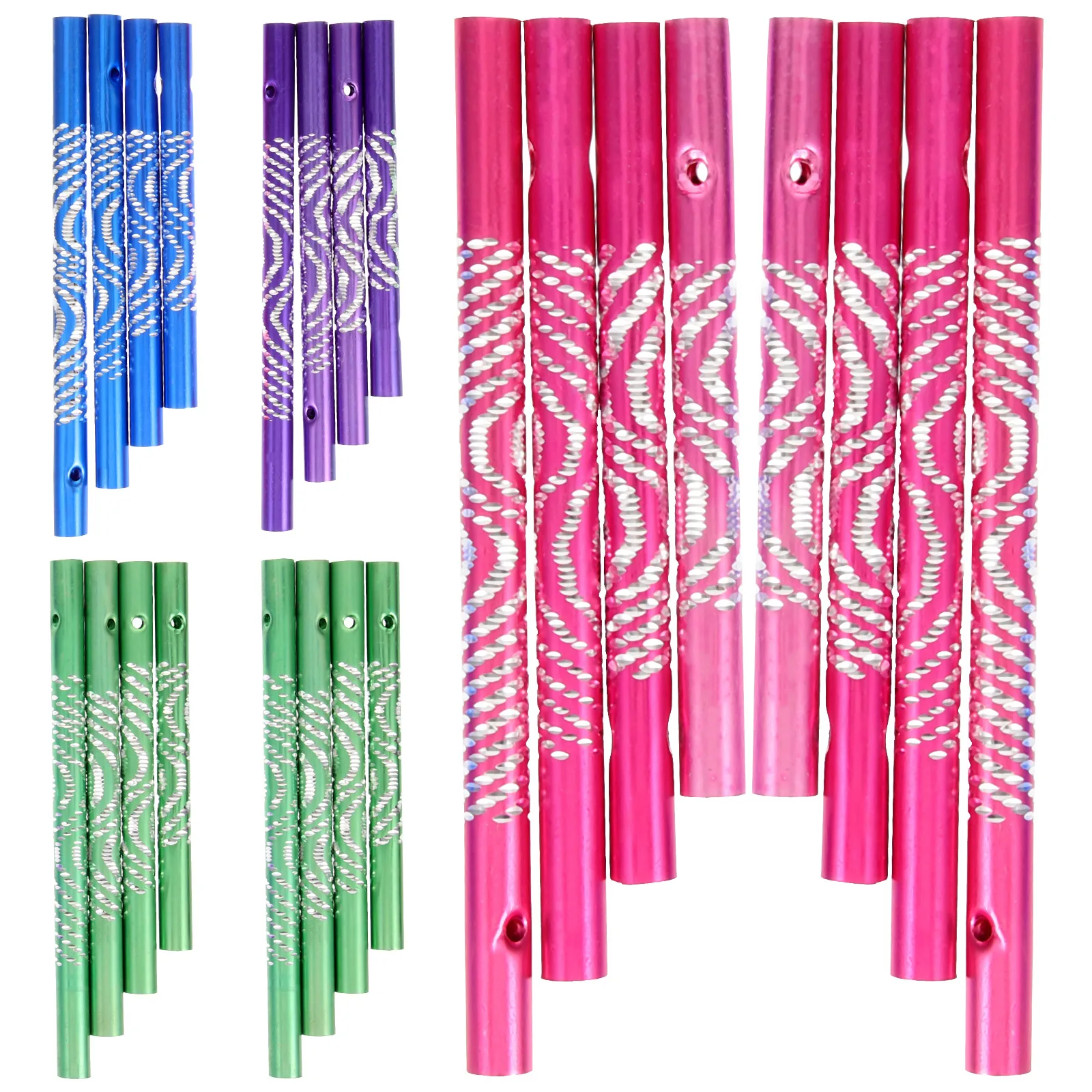 

24pcs DIY Wind Chime Material Metal Oxidized Aluminum Tubes Pre Drilled Easy Hanging Garden Decoration Relaxation Sound