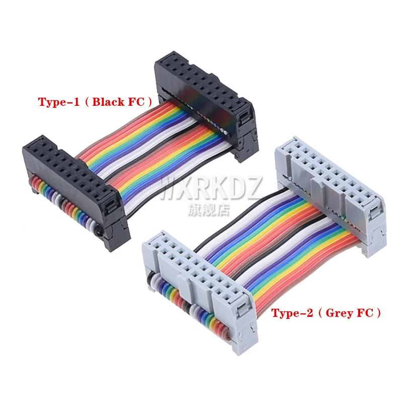 DC3 2.54MM Pitch IDC Color Flat LED Screen Connection JTAG Download Line 6P/8P/10P/12/14/16/20/26/30/40/64 Pin GPIO Ribbon Cable