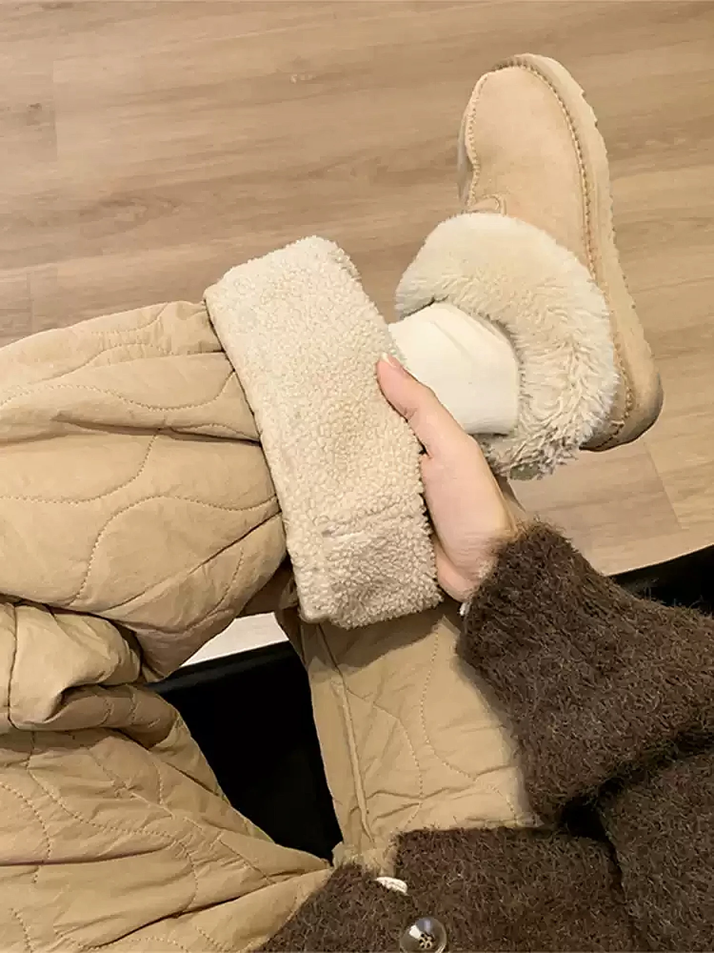 

Extra Thi Lamb Velvet Men's Cotton Pants Winter Warm Straight Leg Trousers Cold Resistant Harbin Sle Bicolor Pattern