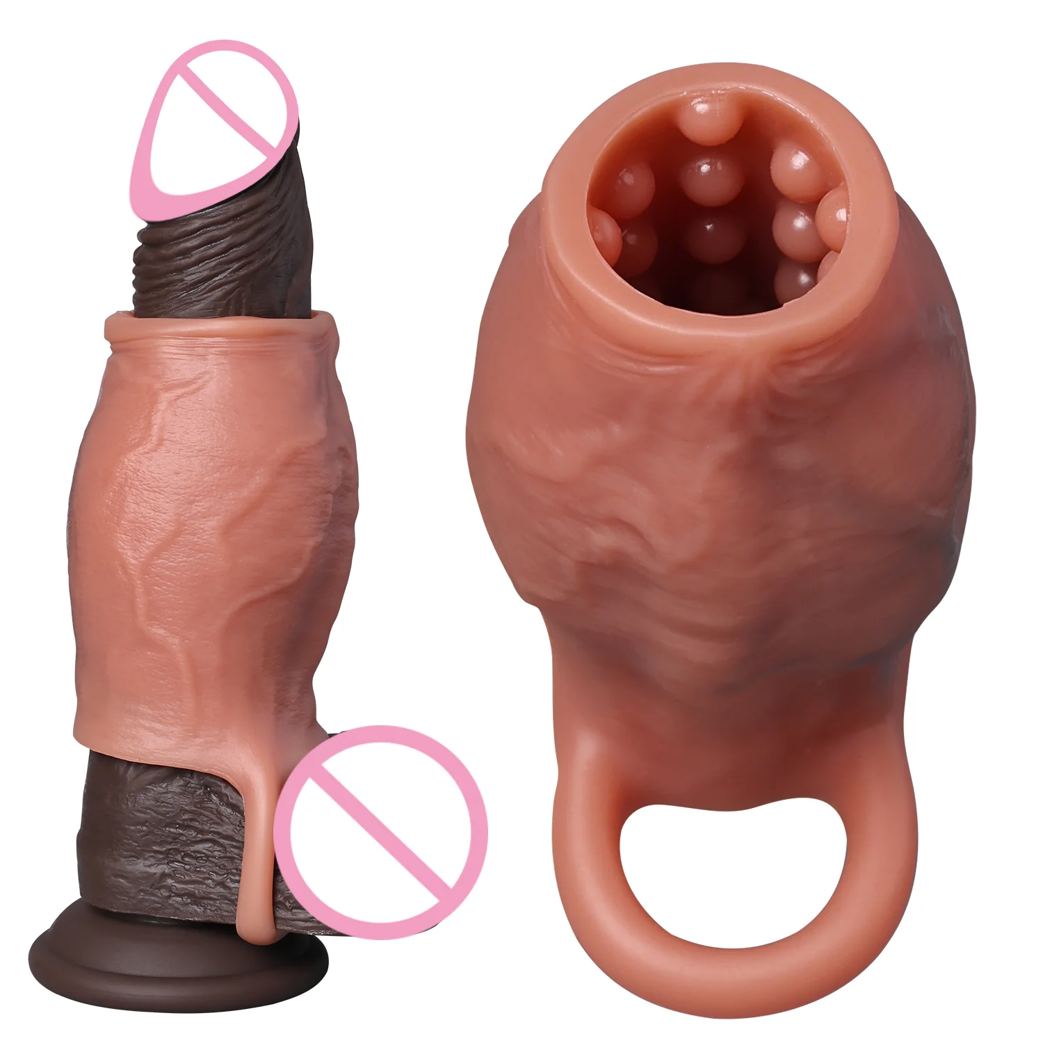 Thick Ring Cock Silicone Dick Sleeve Enlargement Lock Sperm Dildo Penis Adult Men Sex Toys Enlarged Penis Sleeve Male Sexy Toy