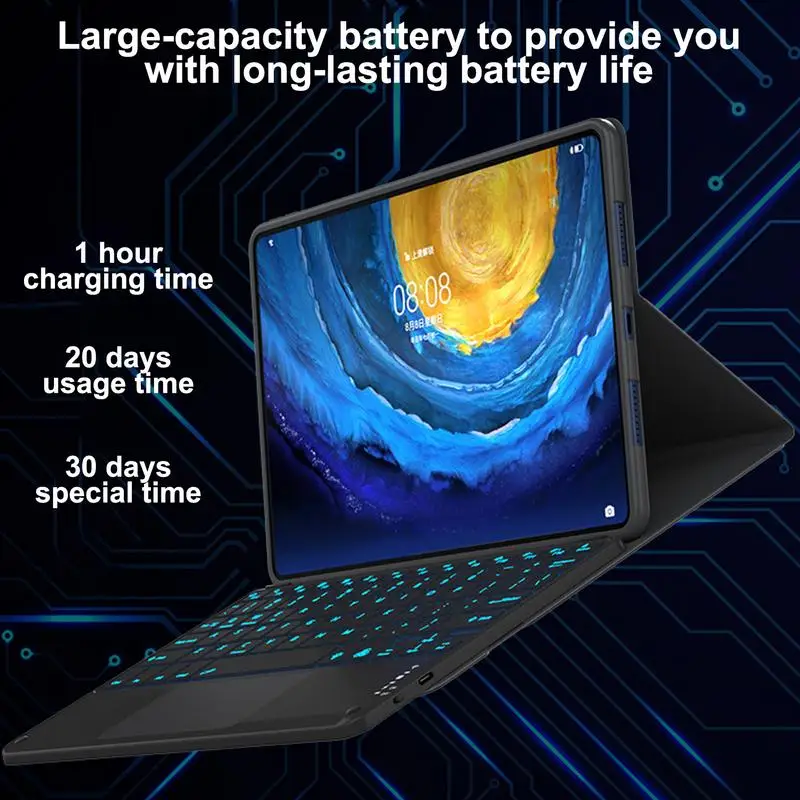 Keyboard Tablet lampu latar, papan ketik komputer tanpa kabel dengan layar sentuh untuk pekerjaan rumah