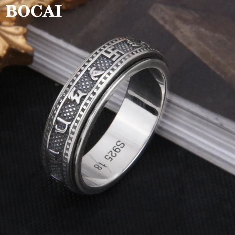 BOCAI S925 Sterling Silver Rings for Men Women Twelve Constellations Rotatable Solid Argentum Amulet Fashion Jewelry Wholesale