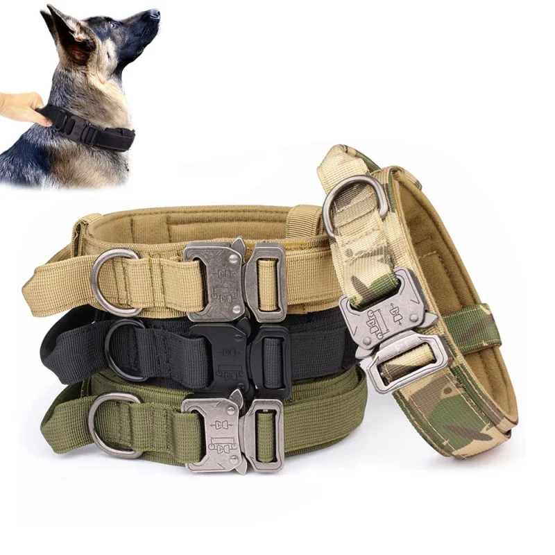 

Tactical Thickened and Firm Medium Large Dog Neck Collar Golden Retriever/German Shepherd Pet