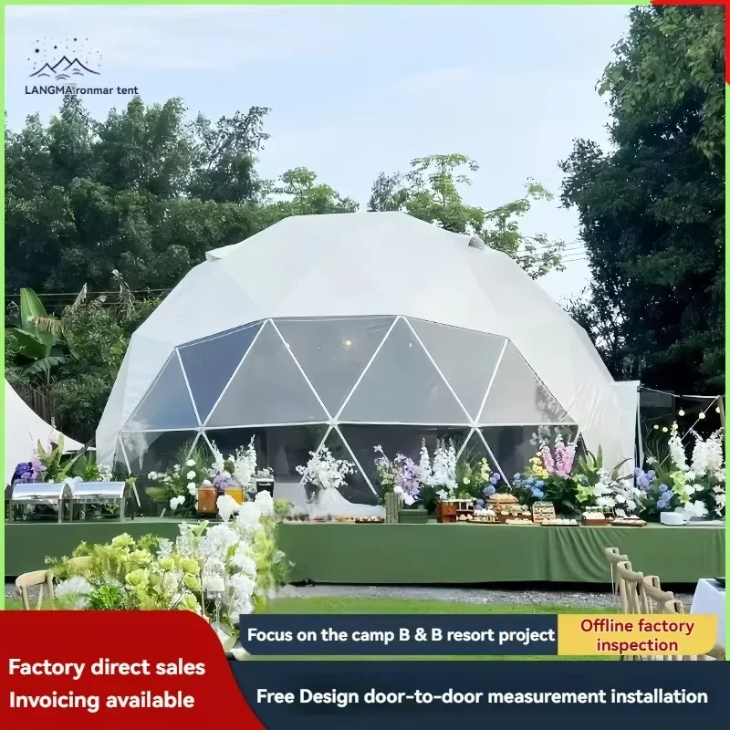 YYD YH-0004 6m Spherical Glamping Tent 5000mm Waterproof PVC Double Insulated Steel Frame All-Season 6-8 Person Star-View
