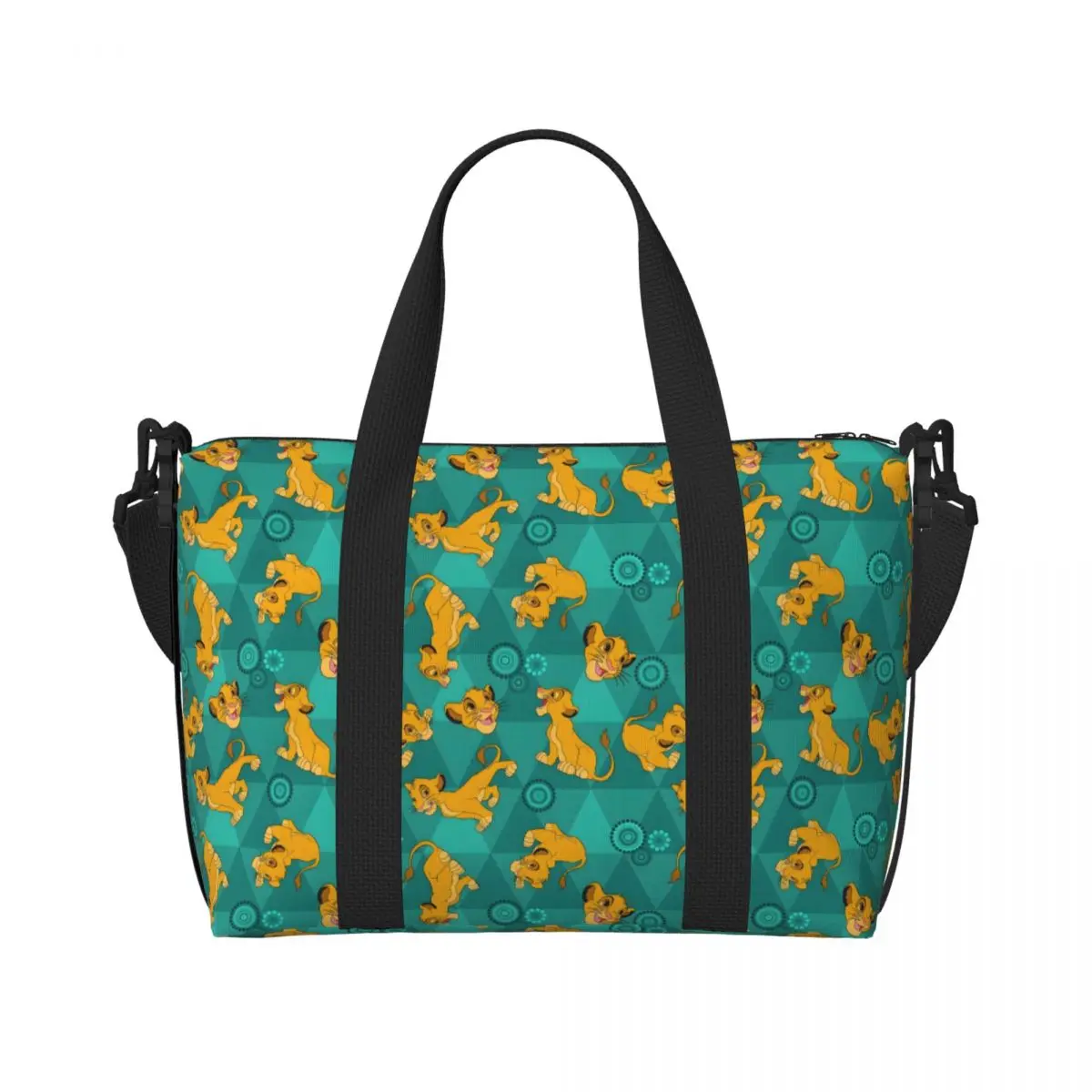 

Custom The Lion King Movie Tote Bag Women Large Capacity Retro Simba Pattern Gym Beach Shoulder Travel Bag