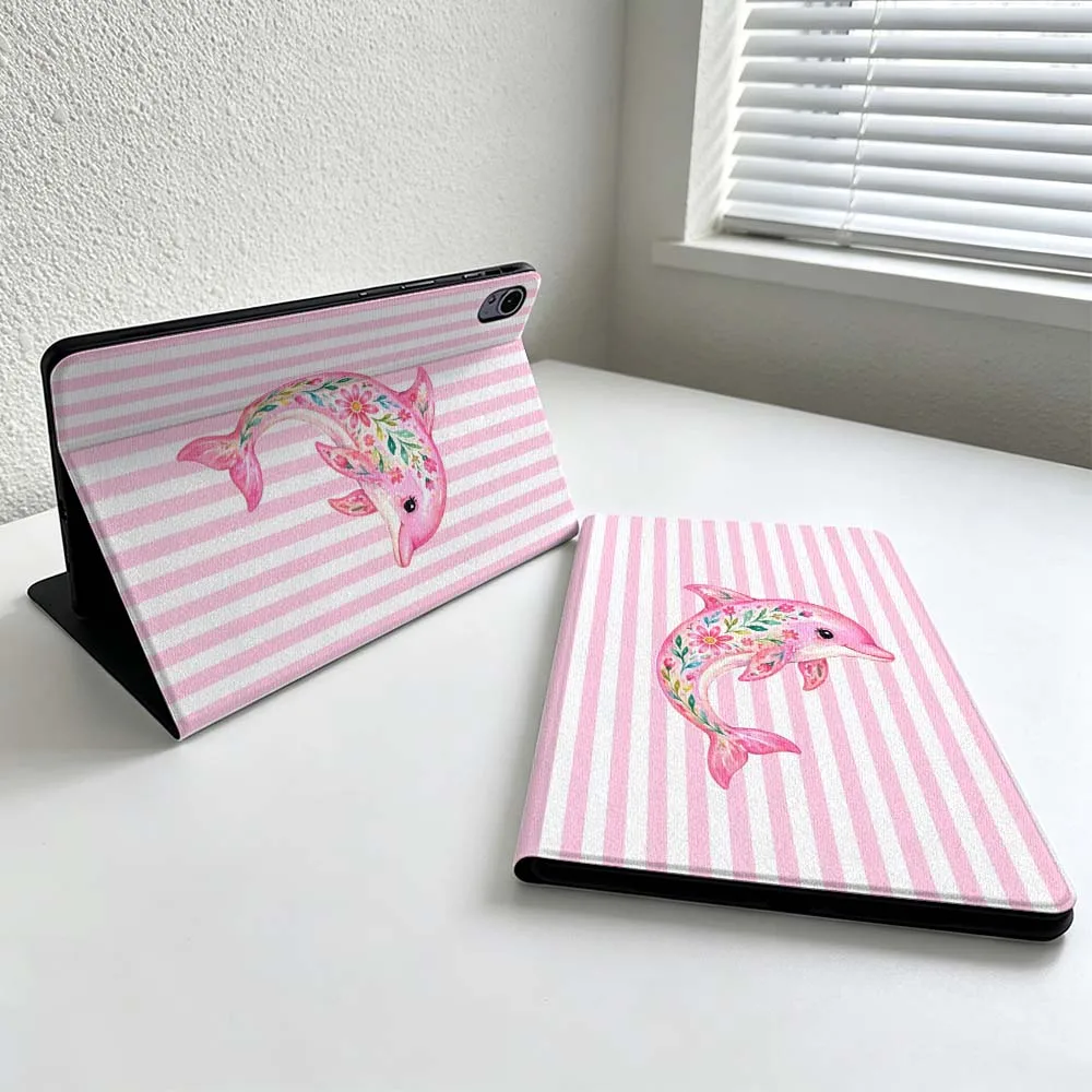 Pink Striped Dolphin Turtle Cover For Huawei MatePad MediaPad MagicPad Honor Pad 10 9 8 X10 X9 X8 Pro Soft Inch Tablet Case