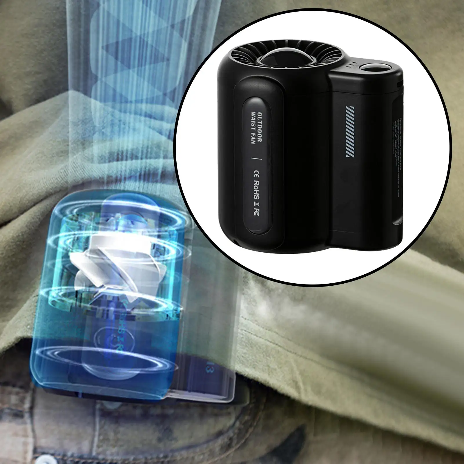 Mini Hang Belt Fan Adjustable Unisex for Travel Strong Wind Portable Gardening Rechargeable Waist Clip Cooling Home Waist Fan