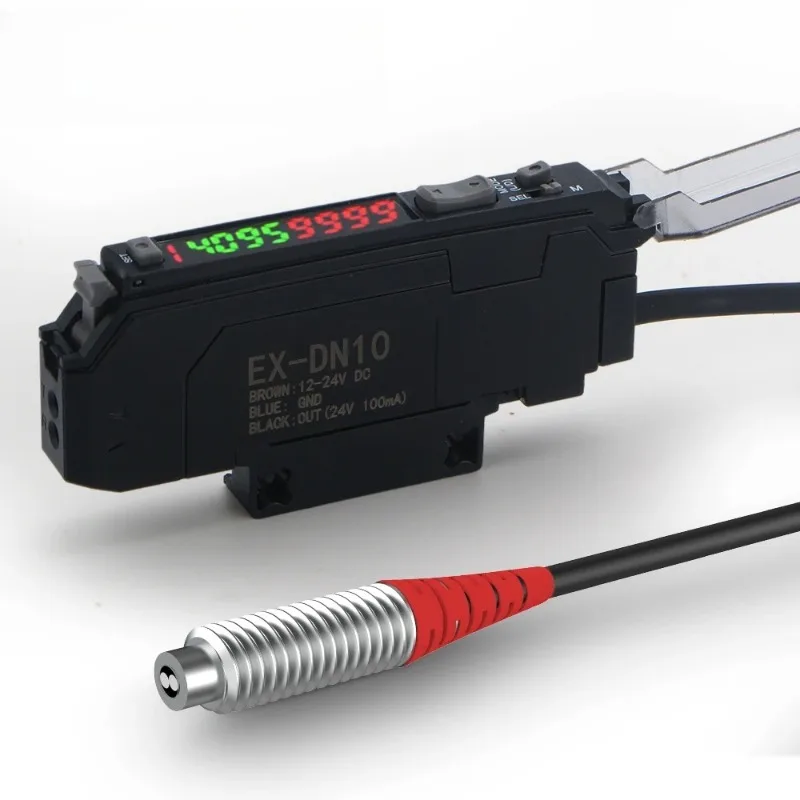 GTRIC Diffuse Reflective Fiber Optic Sensor Kit with Separate Amplifier High Precision12-24V DC NPN NO/NC Photoelectric Sensor