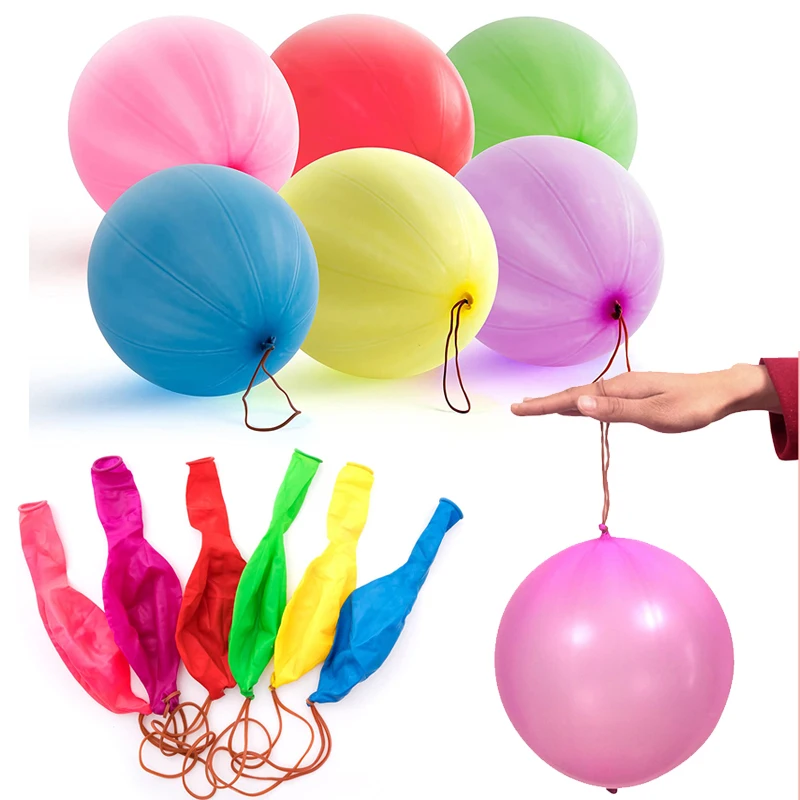 2/10szt Duże balony z dziurkaczem Ulubione przyjęcia dla dzieci Duża piłka do dziurkowania Lateksowy balon odbijający z gumką Zabawka na zewnątrz Prezent urodzinowy