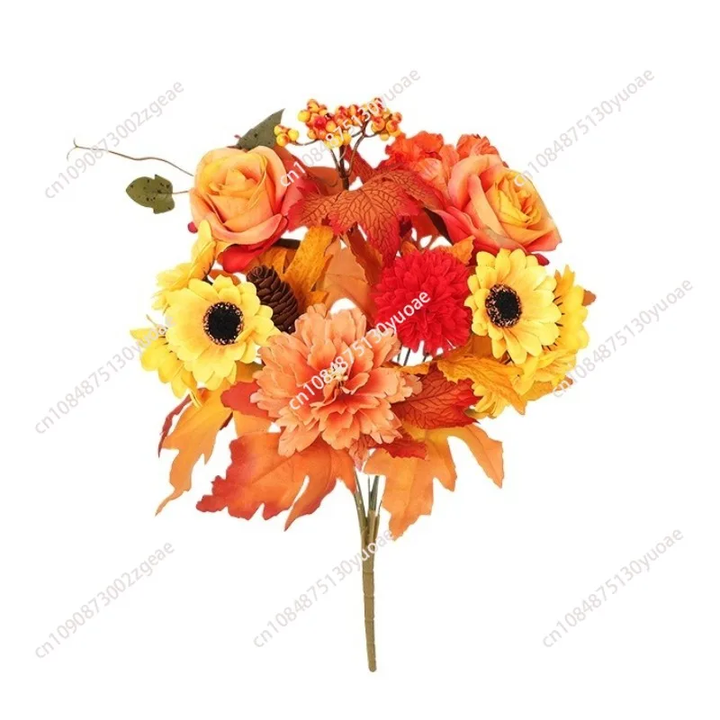 

New Halloween decoration autumn pumpkin wreath maple leaf harvest festival door hanging ghost festival scene arrangement