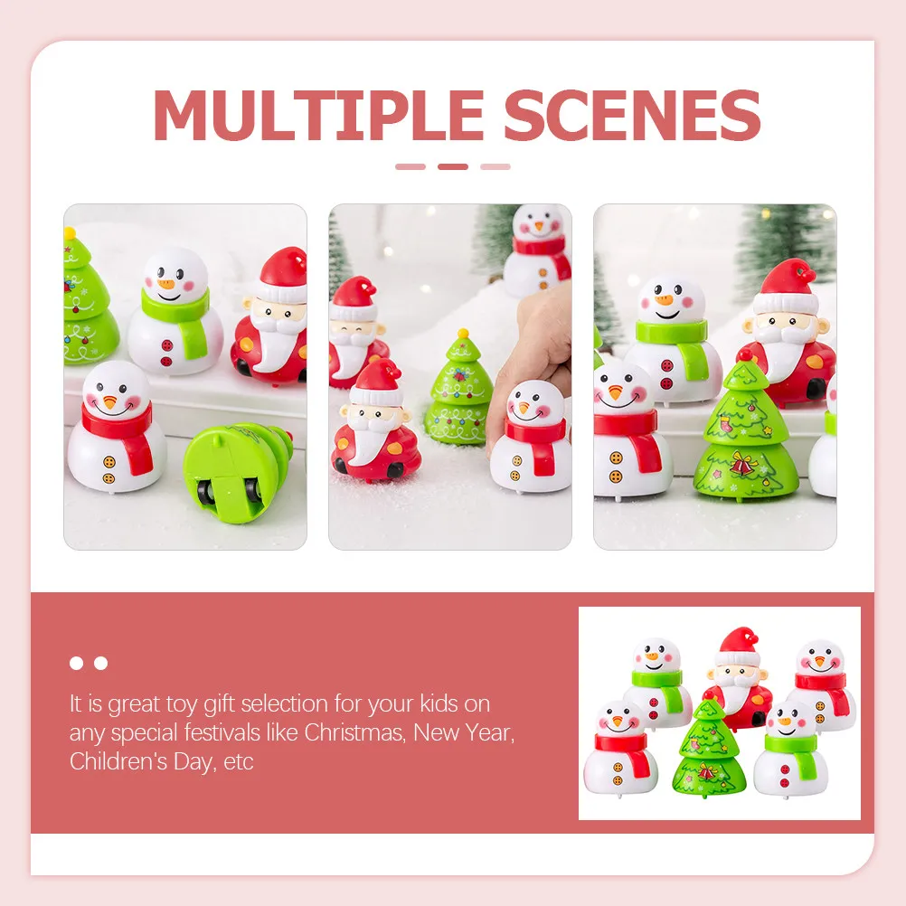

6Pcs Christmas Pull-Back Vehicles Kids Plaything Mini Xmas Gift Set for Toddlers Creative Cartoon Desktop Ornament Party Favor