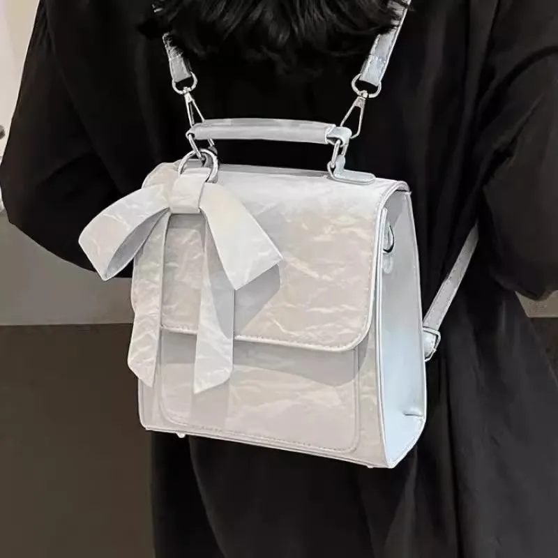 

Ele Knot College Sle Double oulder Bag Crossbody Bag Trendy Korean Soft Handle Casual Pure Color PU Bag