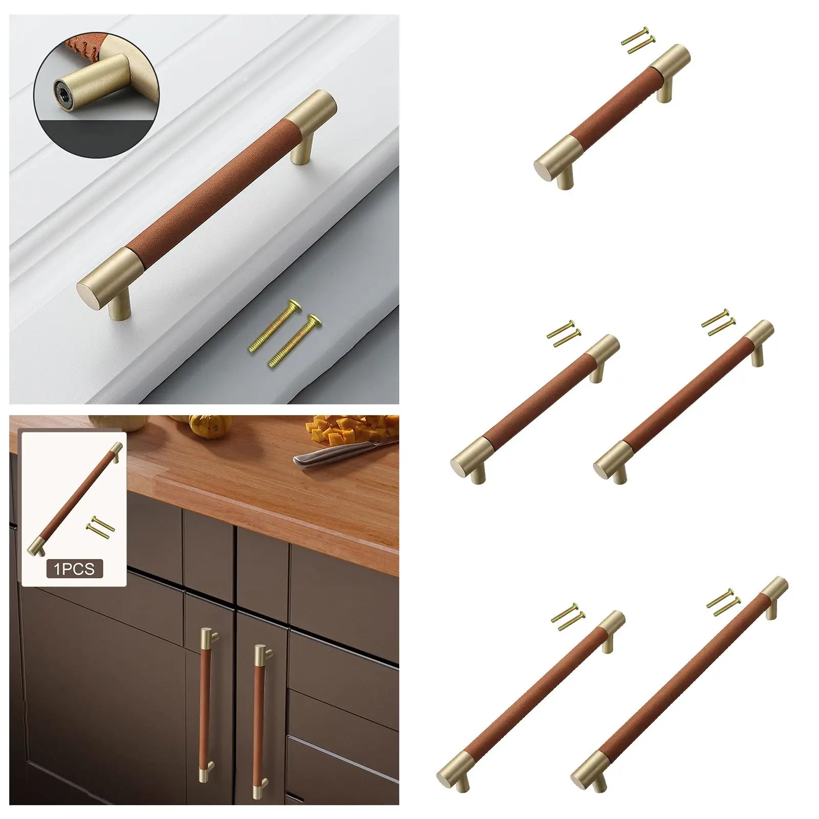 주방 캐비닛 손잡이 황동 하드웨어 모던 찬장 T자형 도어 핸들