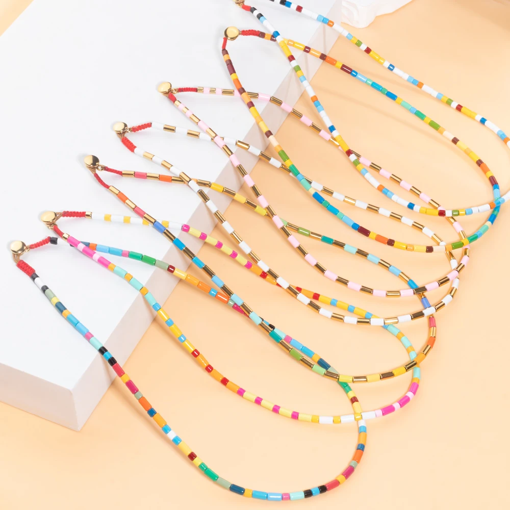 Colorful Column Necklace Simple Color Matching Necklace Accessories For  Women Bohemian Choker