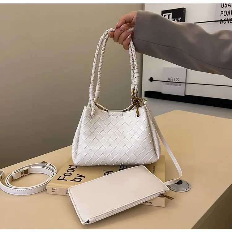 Borsa a tracolla in tessuto alla moda per donna 2025 con tracolla regolabile, borsa a tracolla testurizzata in morbida ecopelle, zaino casual alla moda