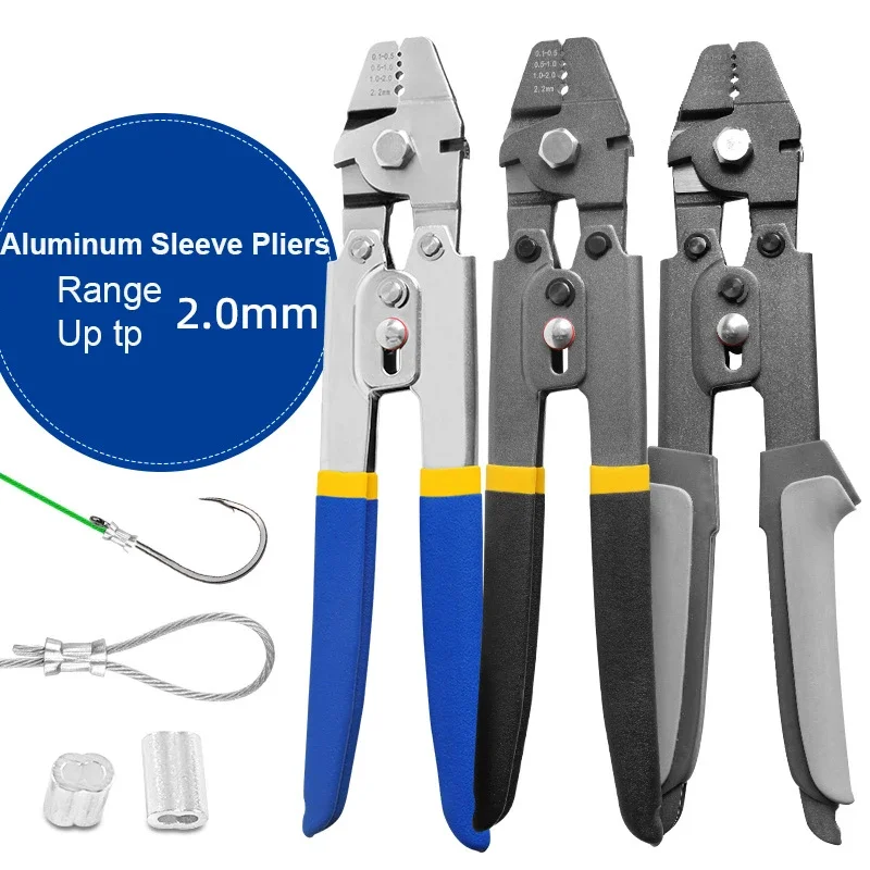 Cable Ferrule Crimps Pliers Up To 2.2mm Wire Rope Crimping Fishing Swaging Tool Aluminum Tube Double Barrel Ferrule Loop Sleeve