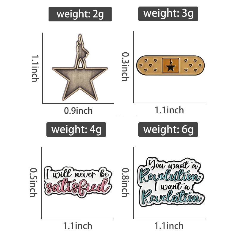Heart Band-Aid Star Logo Enamel Pins Retro Musical Theater Revelation I Will Never Be Satisfied Brooch Lapel Badge Jewelry Gift