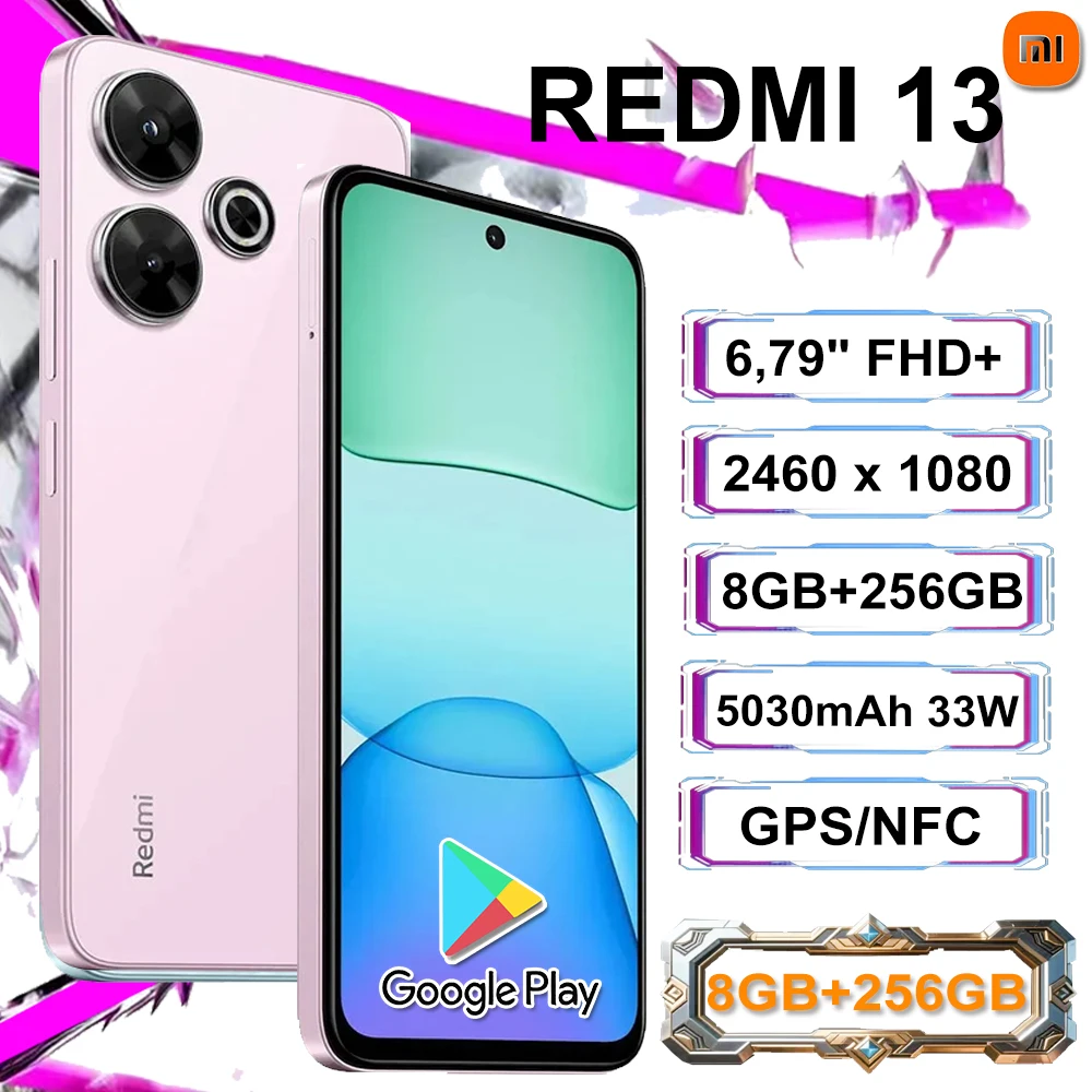 Xiaomi Redmi13 smart phone 2460x1080 high resolution 5030mah long standby 8gb+256gb GPS/NFC function [EU/US/UK specifications]