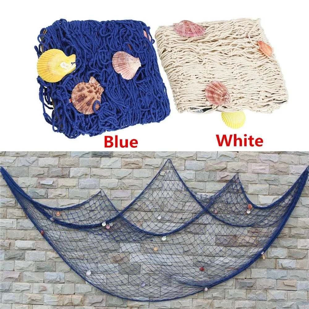 Fashion Wall Hangings Sea Stickers Studio Prop Sea Shells Nautical Fishing Net DIY Fish Net Decorative