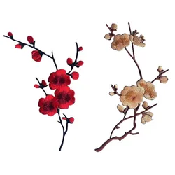 17*8CM /Fabric Plum Blossom Applique Patch Thermocollant Clothes Stickers,Flower Embroidered Iron On Patches For Dress,Clothing