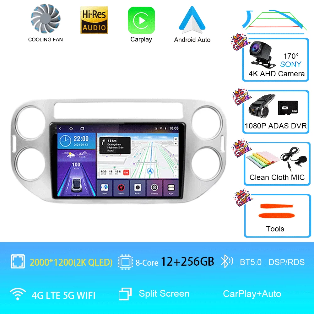 Android 16 voor Volkswagen VW Tiguan 5N 2007-16 VW Golf Plus 2004-13 9 inch CarPlay autoradio GPS navigatie head unit