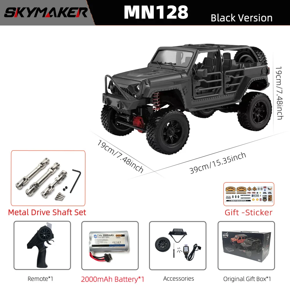 MN128 1/12 RC Car 4WD Jeep Model 2.4G Remote Control LED Light 4X4 Off Road 4WD Climbing RC Truck Electric Toy Car Gift for Boy image 3