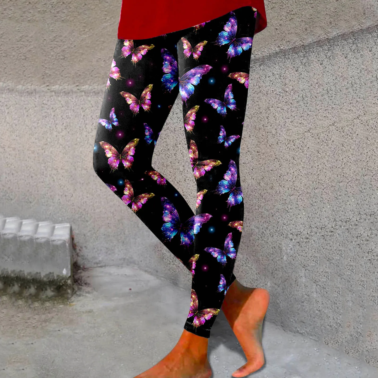 Mallas deportivas de realce de cadera para mujer, Leggings coloridos con estampado de mariposa, pantalones ajustados de cintura alta para Yoga, tendencia de verano