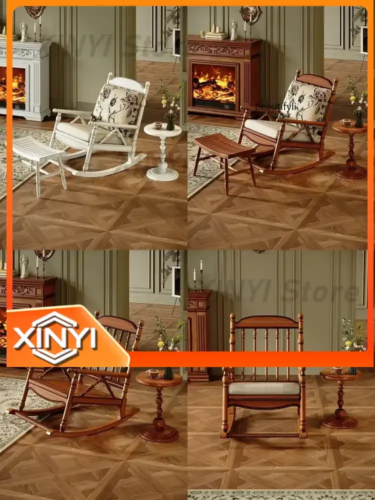 Vintage Lazy Rocking Chair Reclining Chair for SS1001 Adult Balcony Home Leisure Living Room Chair